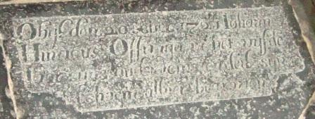 Obyt den 20 Xber 1721 Iohannes Hinricus Offringa in het vyfde jaar syns ouderdoms en leit syn lichaem alhier begraven