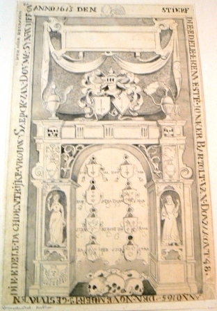 Anno 1615 de [2] december is gesturven den edelen erentphesten ioncker Bartolt van Douma out 48 iaer alhier begraven

Anno 1654 de 24 novembr stierf die edele deughdentrijke vrouw Saepck van Douma syn wijf out ... jaer hier begraven

Douma Douma
Kamstra Burmania
Sterkeburg Burmania
Kater Stinstra