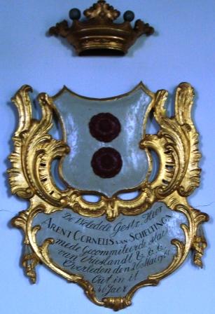 De welgedele gestr. heer Arent Cornelis van Scheltinga mede gecommitteerde staet van Vrieslandt &.&.&. Overleden den 27 mai 1761 out in `t 46 jaer