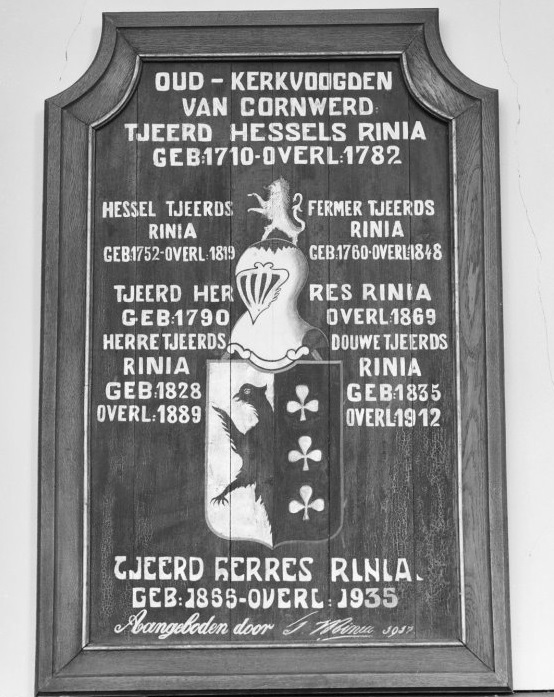 Tjeerd Hessels Rinia geboren: 1710 overl: 1782 Tjeerd Hessels Rinia geboren: 1710 overl: 1782