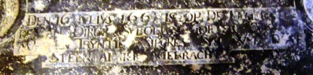 Den 16 julius 1661 is op de legerstede van Dirck Sijbolts gorter en coopman en Trijntie Sipckes syn wyf dese steen alhier gebracht
