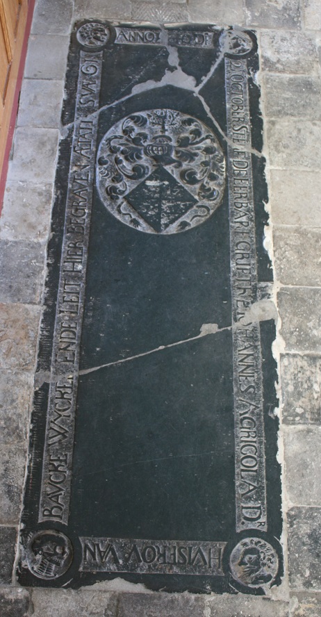 Anno 1640 de 21 october sterf de eerbare Grietke Johannes Agricola dr huisfrou van Baucke Wyckel ende leit hier begraven aetatis suae 61