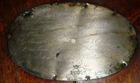 Georg Wolfgang Carel Duco baron thoe Schwartzenberg en Hohenlansberg voorheen grietman van Menaldumadeel en gecommitteerde raad ten landsdage etc. geboren te Leeuwarden den 26 january 1766 overleden op Groot ter Horne bij Beetgum den 25 september 1808