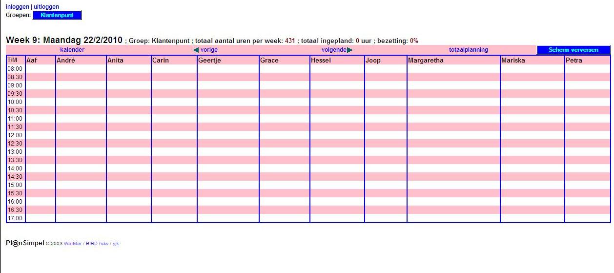 Rooster en planning systeem